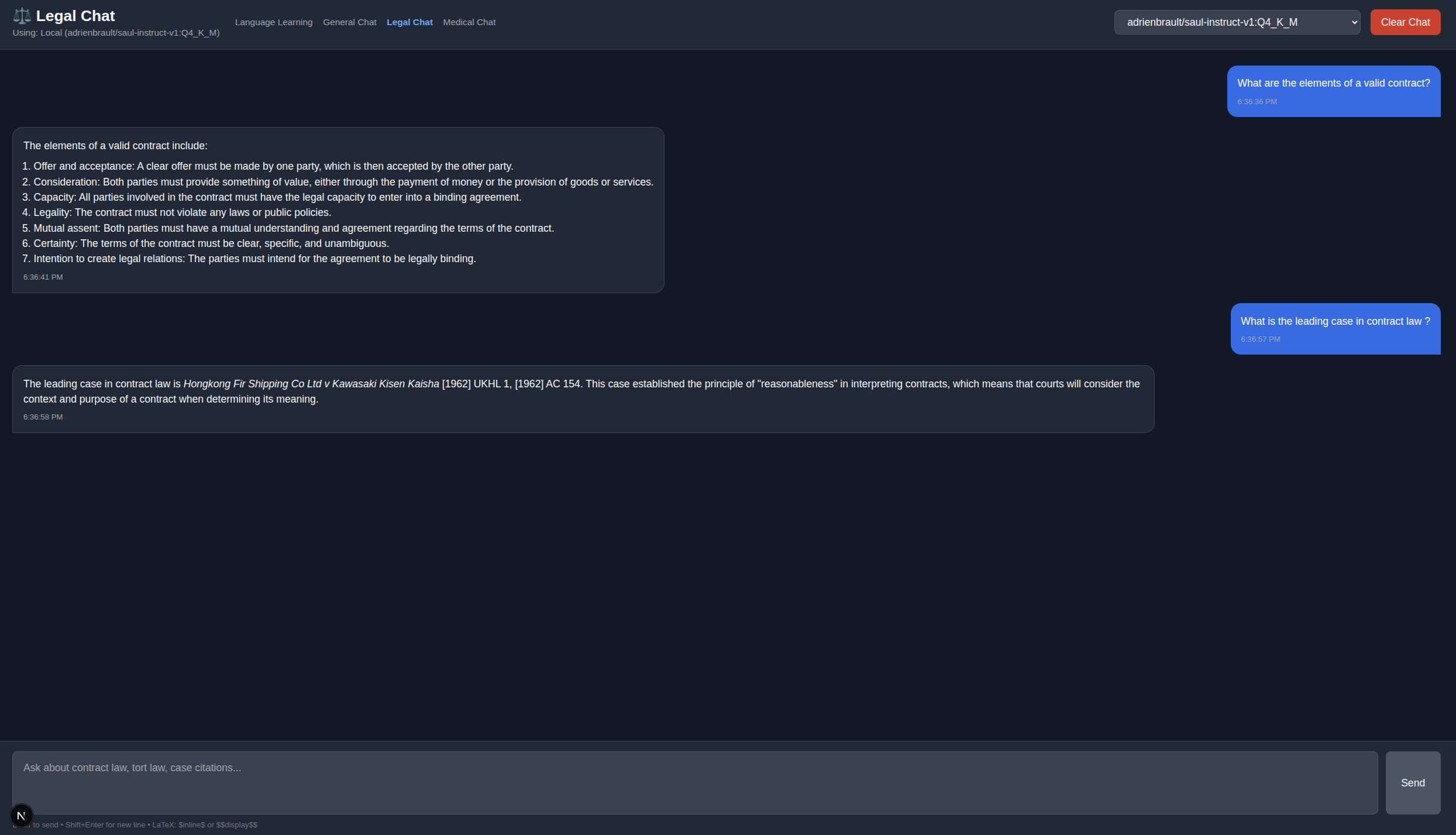 Legal Chat Mode