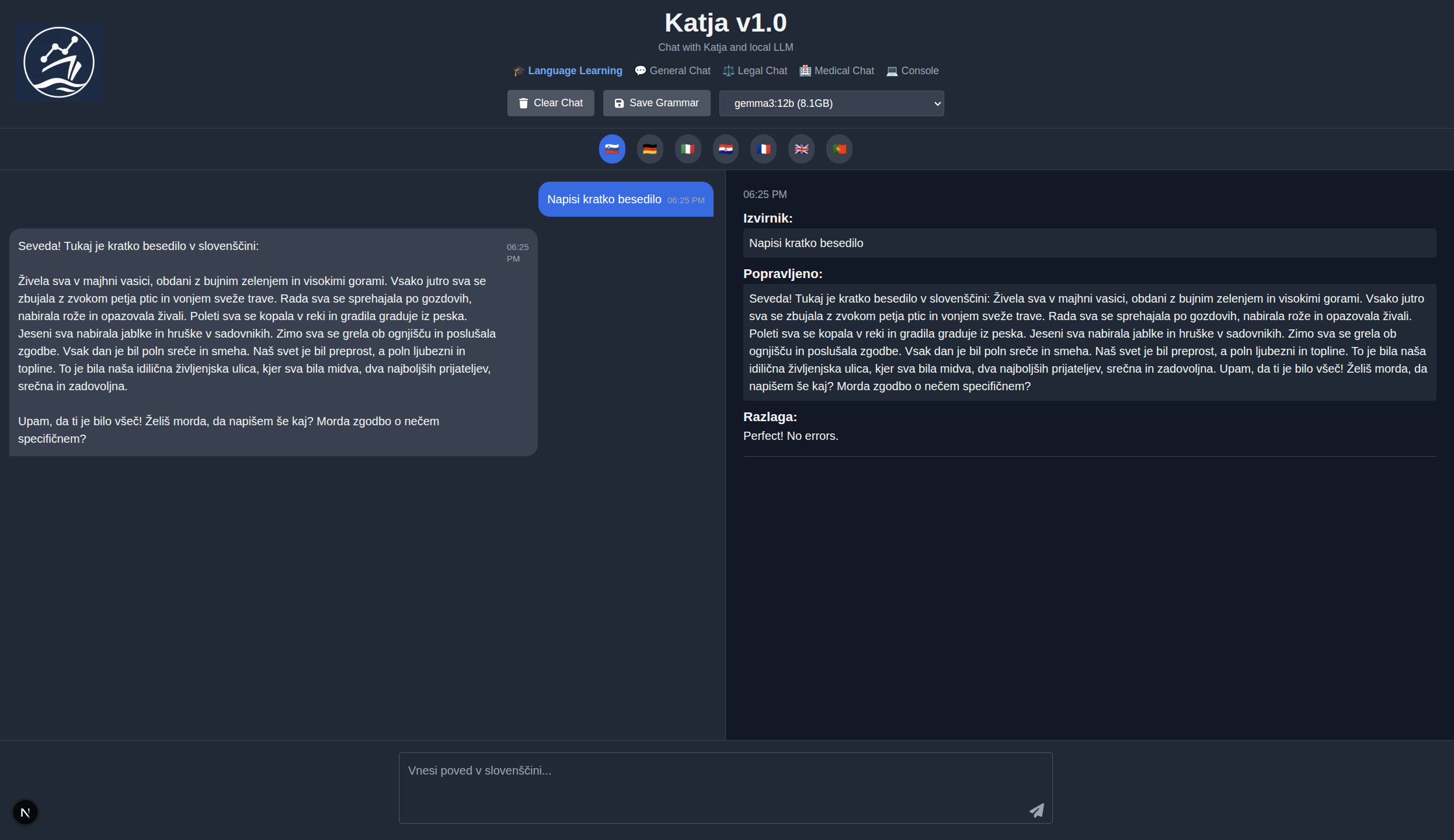 Katja Language Learning Mode