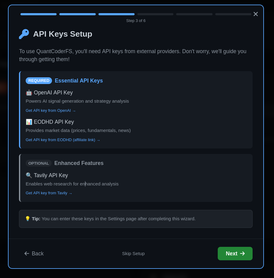 QuantCoderFS API Keys